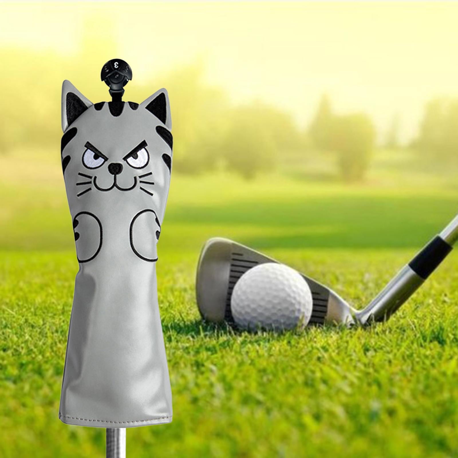 harayaa Golf Club Head Covers Mallet Putter Cat Pattern Accessories Putter Cue Headcover UT Wood Grey