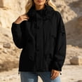 thumbnail image 5 of IUYRTFE Women's Hooded Windbreaker Jacket with Zipper and Snap Button Placket Lightweight Water Resistant Outdoor Coat for Hiking Travel and Daily Wear, 5 of 9