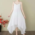 thumbnail image 6 of Taylonsss Womens Sleeveless Cotton Linen Dress Spaghetti Strap Double Layer Midi Asymmetric Hem Casual Beachwear, 6 of 9