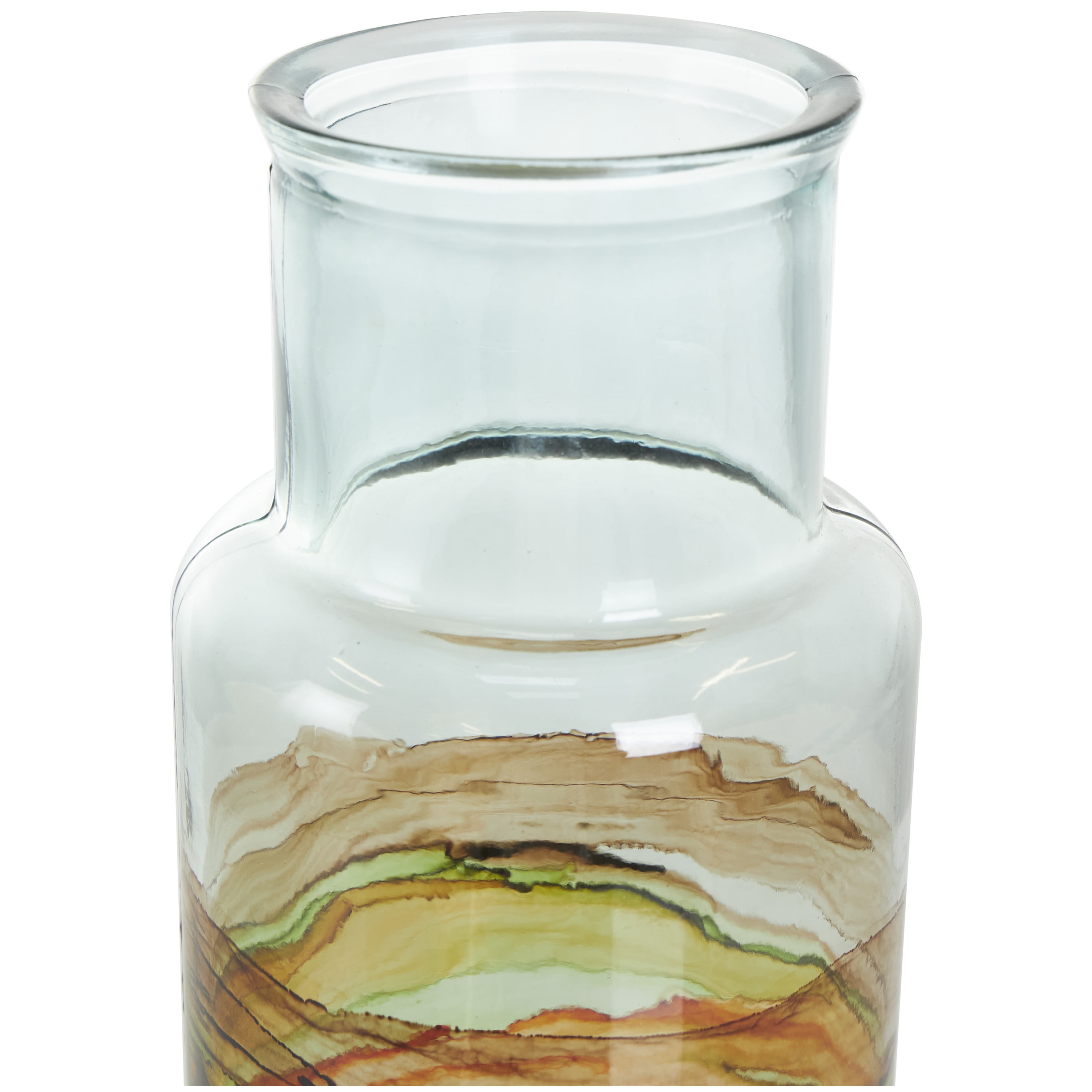DecMode 18" Abstract Recycled Glass Vase with Swirled Colored Glass Bands