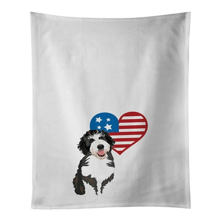 

Doodle Silver and White #1 Patriotic White Kitchen Towel Set of 2 19 in x 28 in
