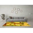 thumbnail image 3 of Ahgly Company Indoor Round Patchwork Yellow Transitional Area Rugs, 4' Round, 3 of 4