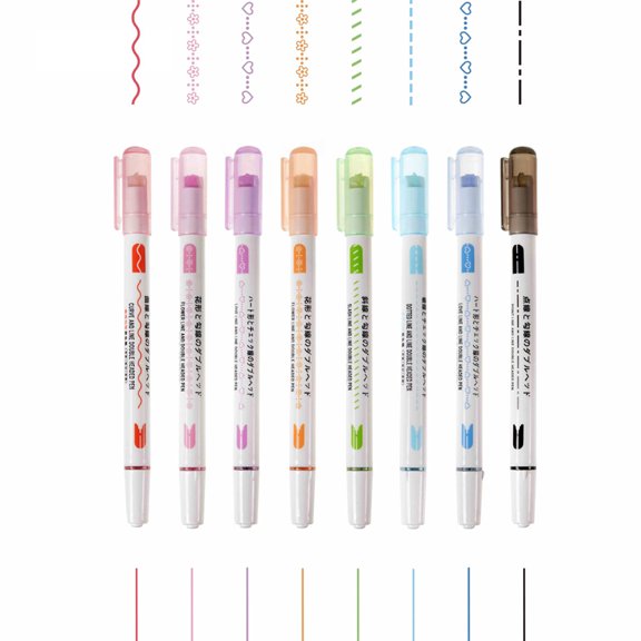 SEIWEI 8 Pcs Dual Tip Colored Marker Pens Colored Marker Pens for Drawing Paintings DIY Art Crafts Colors