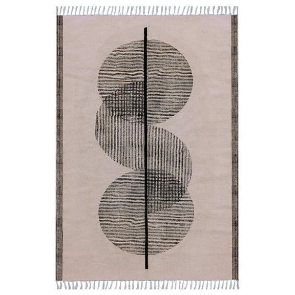 Casavani Beige Cotton Dhurrie Traditional Carpet Garden Yoga Kilim 2x3 feet