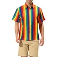 thumbnail image 1 of INSPIRE CHIC Chemises à Manches Courtes Boutonnées pour Homme d'Été à Rayures Verticales Imprimées m Multicolore Jaune, 1 of 6