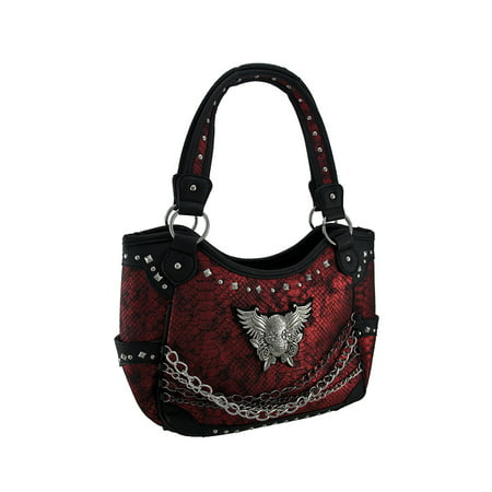 Studded DOD Angel Skull & Chains Foil Finish Concealed Carry Purse