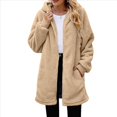 thumbnail image 1 of Sudadera con Capucha Larga y Holgada de Felpa con Cremallera para Mujer, Otoño e Invierno Albaricoque L, 1 of 8