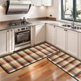 thumbnail image 3 of Kitchen Rugs Sets Of 2,Brown Beige Green and Red Checkered Pattern Anti Fatigue Kitchen Mat Rugs Non Slip Washable,Decorative Kitchen Floor Mats for Kitchen,Sink,Laundry,17"x47"+17"x47", 3 of 5
