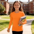 thumbnail image 5 of Boys Girls Long Sleeve Shirts Solid Color Fall Kids soft Crewneck T-Shirts Tops Casual Basic Tees 5-14Y Orange 7-8Years, 5 of 7