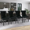 thumbnail image 2 of JETEAGO Velvet Dining Chair Set of 4, Upholstered Tufted Dining Room Chair with Nailhead Trim and Solid Wood Leg for Kitchen, Black, 2 of 8