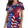 thumbnail image 2 of MELDVDIB Women Nursing Scrub Tops Independence Day Flag Print T Shirt V-Neck Working Uniform Workwear Pocket Tops, Gift on, 2 of 5
