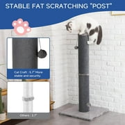 Cat Craft 41.73 ” عمود خدش كبير للقطط من الفرو الصناعي باللون الرمادي الطويل مع ألعاب قابلة للاستبدال وقاعدة قوية