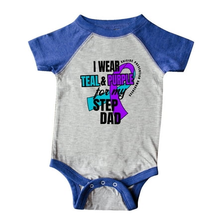 

Inktastic Suicide Prevention I Wear Teal and Purple for My Step Dad Gift Baby Boy or Baby Girl Bodysuit