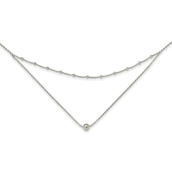 Auriga Fine Jewelry 925 Sterling Silver Polished Beaded With 4in ext Choker Necklace for Women 12"