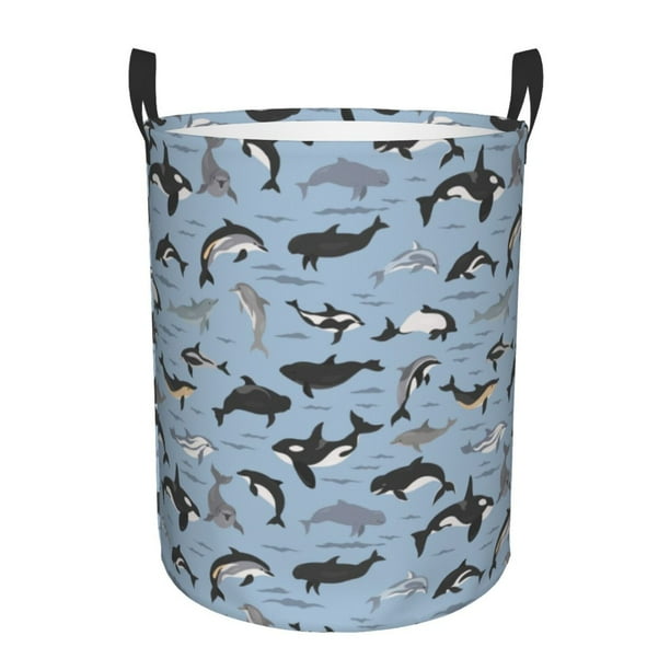Fotbe Dolphins Cesto de Ropa con Asas, Cesto Impermeable de Gran Capacidad, Bolsa de Lavado para Dormitorio, Cesto de Ropa con Ruedas y Asas-Medium