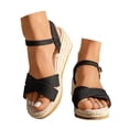 thumbnail image 3 of MKLEKYY Sandalias de Playa para Mujer, Sandalias de Cuña Con Boca de Pez de Color Liso de Tela A La Moda de Verano para Mujer, Zapatos de Temperamento para Exteriores, 3 of 5