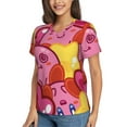 thumbnail image 2 of Cute Pink Kirby Women's T Shirts V-Neck Tee Shirt Casual Short Sleeve T-Shirt Soft 3D Printed Summer Tee Tops Shirt Small, 2 of 8