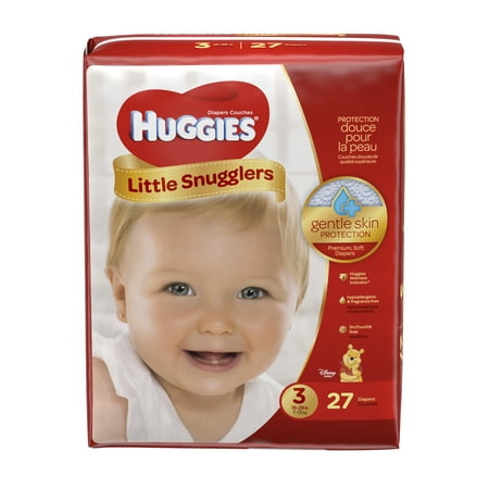 HUGGIES Little Snugglers Diapers, Size 3, 27 Diapers