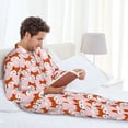 thumbnail image 6 of Susaid cute fox pink Print Men's Long Sleeve Pajama Set, Two-Piece Button-Down Loungewear PJs Set, Comfortable Sleepwear for Relaxation-Medium, 6 of 7