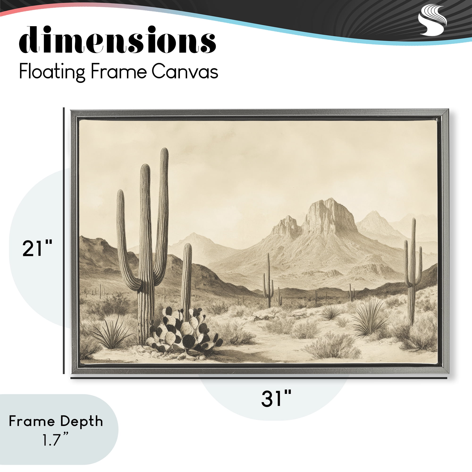 Stupell Industries Arizona Desert Vista Gray Framed Floater Canvas Wall Art, design by Petal Prints Design