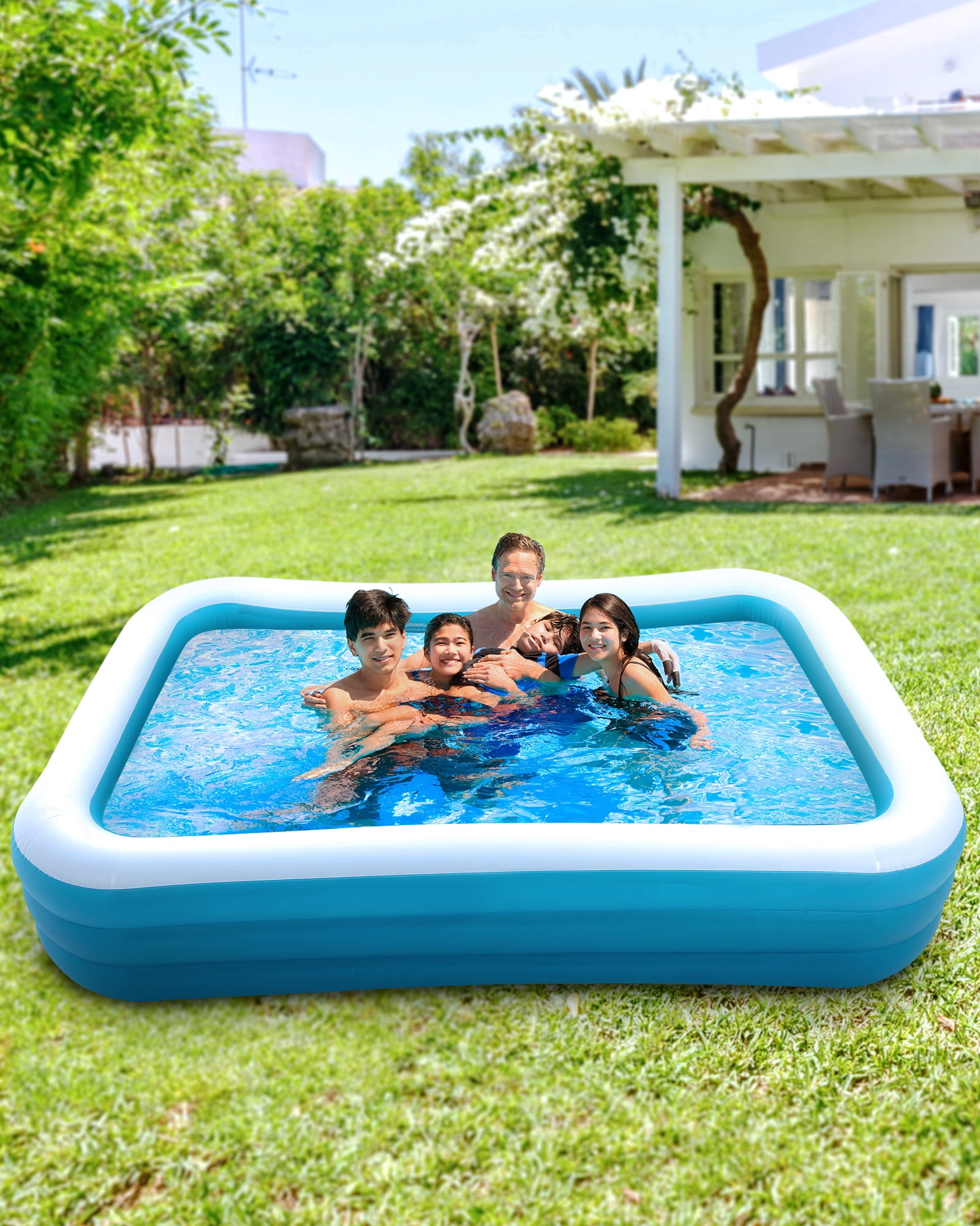 Naipo Inflatable Swimming Pool Fmaily Inflatable Pool Full-Sized Blow Up Pool 120''*72''*22'' for Baby Kids Adults Outdoor Backyard Summer Water Party