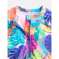thumbnail image 2 of Wonder Nation Baby and Toddler Girls Zip Rash Guard Swimsuit with Long Sleeves, Sizes 12M-5T, 2 of 3