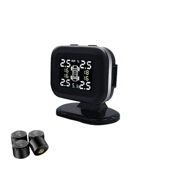 Tire Pressure Monitoring System, Tire Pressure Monitor With 4 Sensors & Alarm Modes, Wireless Tire Pressure Monitoring System With Color LCD Screen For RV Car Truck SUV -black