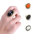 thumbnail image 2 of AYYUFE Ring Adjustable Big Oval Inlaid Alloy Natural Gem Stone Ring for Dating Alloy White, 2 of 8