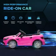 Aosom 12V Kids Electric Ride On Car with Parent Remote Control, Two Motors, 2 Speeds, Music, LED Lights, USB for 3-6 Years Old, Pink