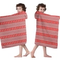 thumbnail image 4 of Red Christmas Folk Pattern Hooded Bath Towel，50"x30" for Ages 3 To 12 Kids, Quick Dry Lightweight Soft Microfiber Hood Beach Towel Cover Up for Kids, 4 of 7