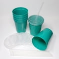 thumbnail image 4 of Rolling Sands 16oz Reusable Plastic Cups with Lids, 6 Pack, USA Made; BPA Free Teal Tumblers, Includes 6 Reusable Straws; Dishwasher Safe, 4 of 9