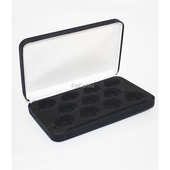Black Felt COIN DISPLAY GIFT METAL PLUSH BOX holds 11-Quarter or Presidential $1