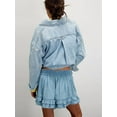 thumbnail image 5 of Ruffled Denim Shorts for Women Drawstring High Waisted Baggy Wide Leg Jean Shorts Y2k Streetwear Light Blue S, 5 of 6