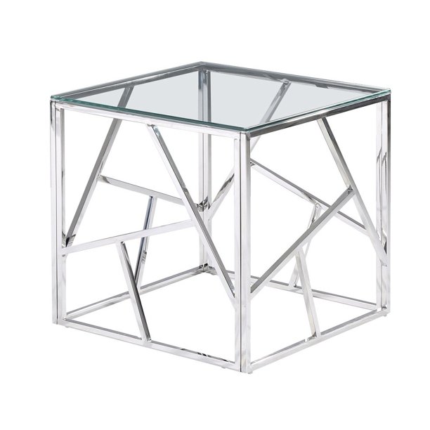 Best Master Furniture Stainless Steel Angled End Table