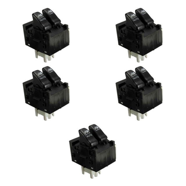 Youkk Professional Lightweight Front/Left Electric Switch Anti-skidding Window Master Button Wear-resistant Plastic Relay As Shown 5Set