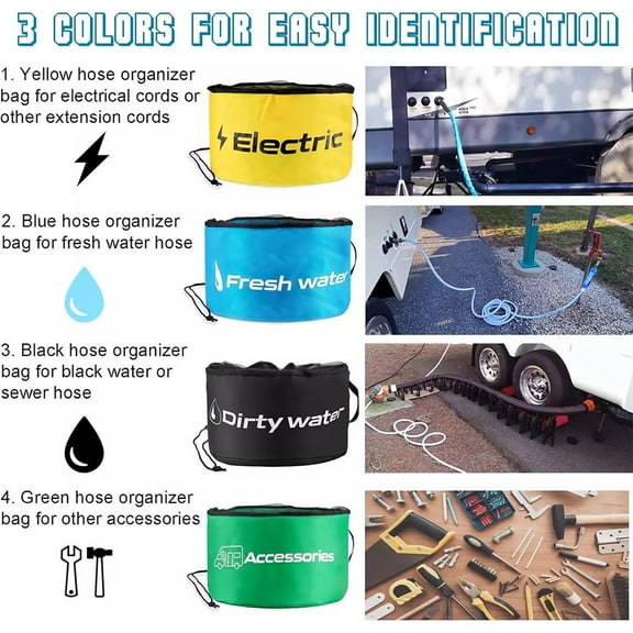 FurNest Rv Hose Storage Bag For Fresh/Black Water Sewer Hoses & Electrical Ac