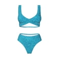 thumbnail image 4 of Daiia Blue Glitter Women's Bikini Set Two Piece Swimsuit High Waisted Bikini Adjustable Straps Bikini Perfect for Beach, Pool, and Summer Vacation-Small, 4 of 9