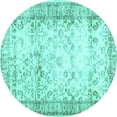 thumbnail image 1 of Ahgly Company Machine Washable Indoor Round Abstract Turquoise Blue Contemporary Area Rugs, 5' Round, 1 of 4
