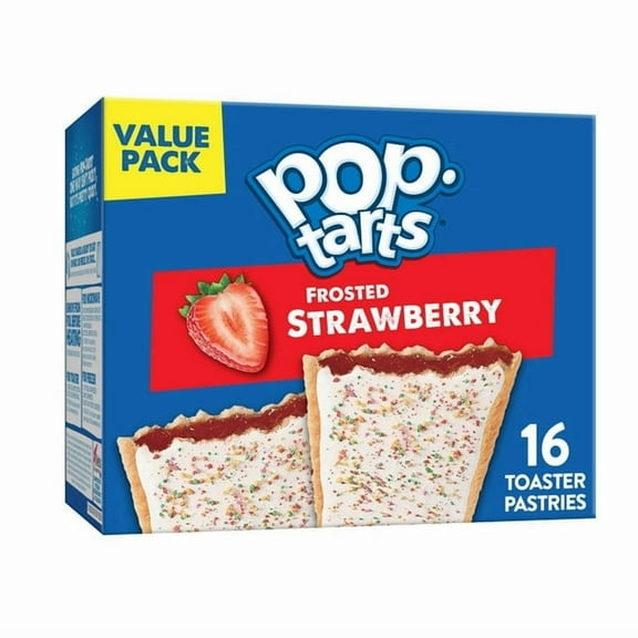 Pop-Tarts Frosted Strawberry Toaster Pastries, Breakfast Foods, Shelf-Stable, 27 oz (16 Count) -Pack of 2