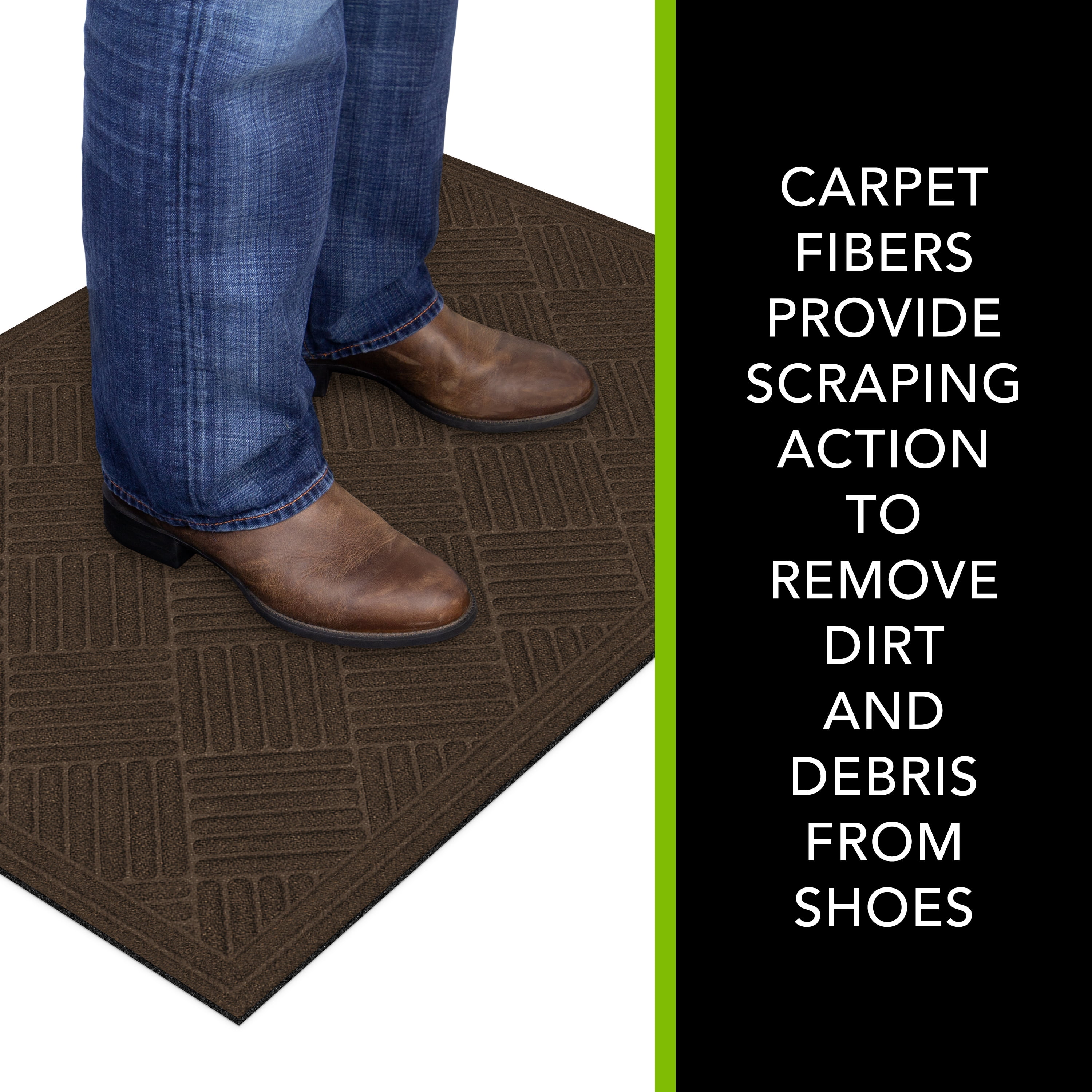 Mainstays Crosshatch Doormat, 2 ft x 3 ft, Walnut
