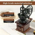 thumbnail image 3 of Grusce Manual Coffee Grinder with Catcher Drawer, Multipurpose British Style Large Capacity Wood Retro Hand Coffee Grinder, 3 of 11