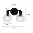 thumbnail image 6 of Chloe Lighting Oxa 14" 2-Light Metal and Glass Vanity Bath Light in Matte Black, 6 of 6