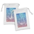 thumbnail image 1 of Anchor Fabric Pouch Set of 2, Starry Marine Bubbles on Abstract Blurry Scenery Marine Element Artprint, Small Drawstring Bag for Toiletries Masks and Favors, 9" x 6", Pink Blue, by Ambesonne, 1 of 2