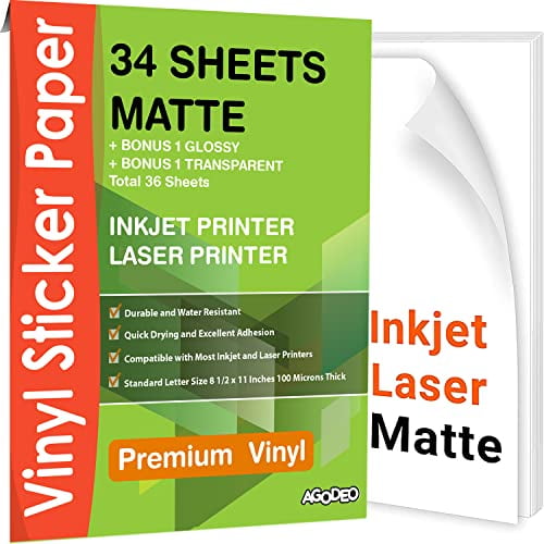 Inkjet printable matte vinyl 100 Pack 8.5in x 11in sheets 