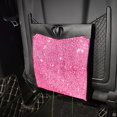 thumbnail image 3 of Leather Car Storage Bag - Hanging Folding Trash Can with Artificial Diamonds - Rear Shelf Box for Car Chairs, 3 of 14
