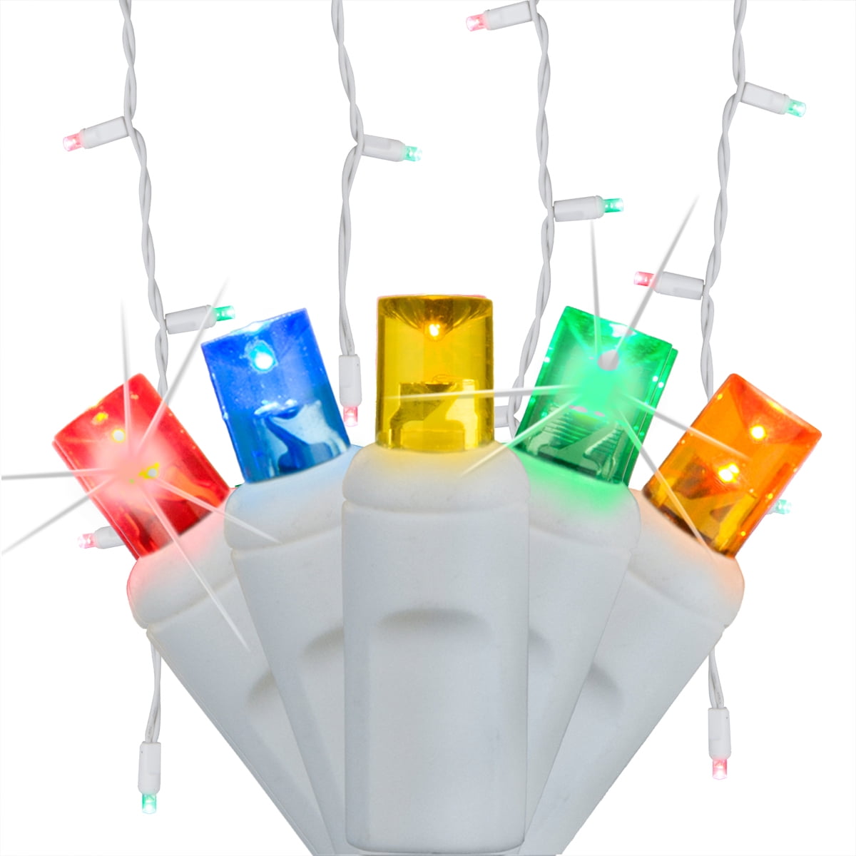 SoftTwinkle 70 Random Twinkle Multicolor LED Mini Icicle Lights, White