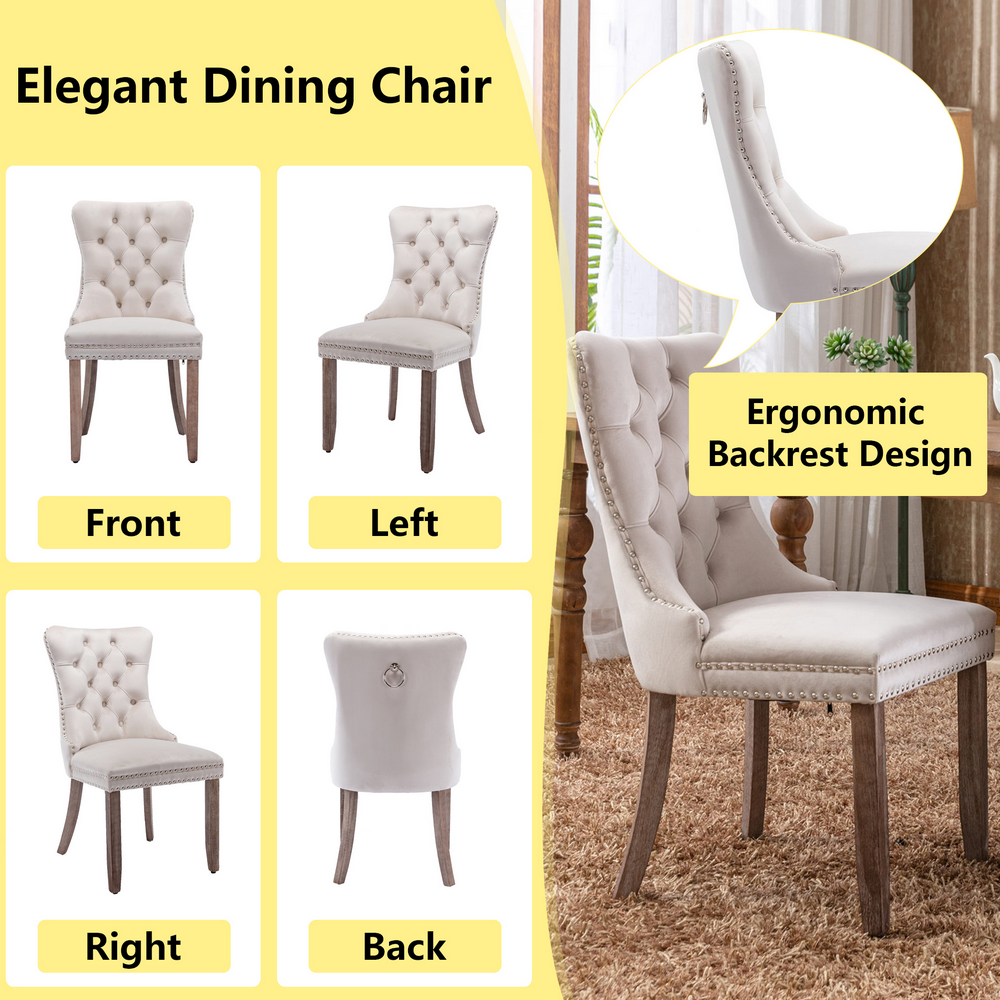 thumbnail image 6 of Bocarali Modern Upholstered Dining Chairs Set of 2, Velvet Kitchen Dining Room Chairs with Nailhead Trim for for Living Room, Bedroom, 6 of 6