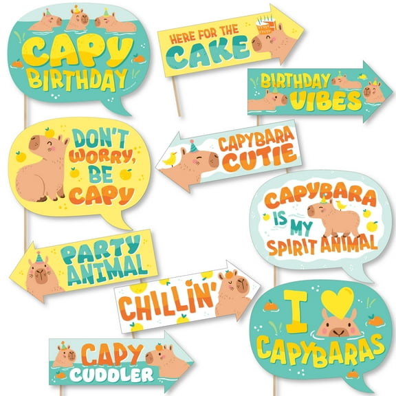 Big Dot of Happiness Capy Birthday - Capybara Party Photo Booth Props Kit - 20 Count