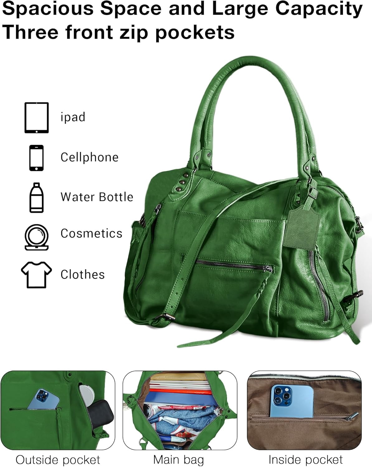 Women's Large Tote Bag City Tote Bag Fall Purse with Zipper Women Vegan Leather Hobo Handbags with Adjustable Strap