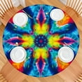 thumbnail image 2 of Colorful Tie Dye Symmetric Pattern Round Fitted Tablecloth with Elastic Edge,Dining Table Cover Waterproof,Outdoor Round Tablecloth for Camping,Dining,Indoor and Outdoor, 2 of 7